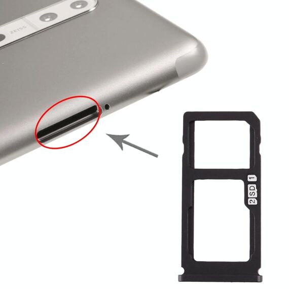 Vassoio scheda SIM + vassoio scheda SIM / vassoio scheda micro SD per Nokia 8 / N8 TA-1012 TA-1004 TA-1052 (nero)