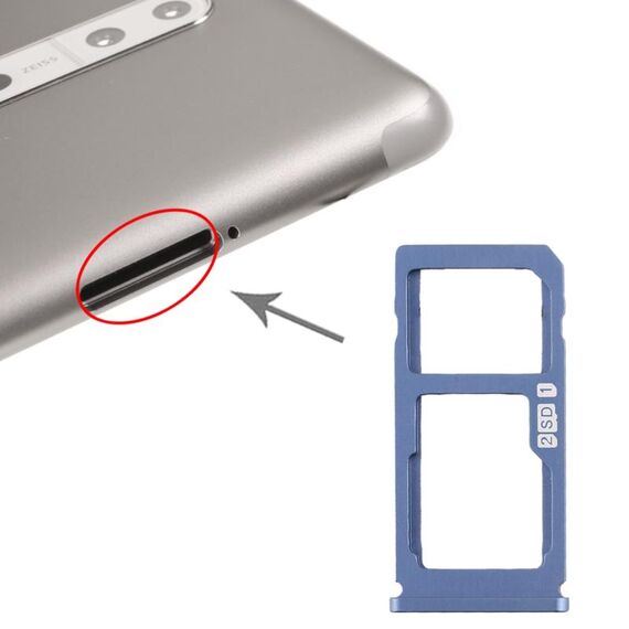 Vassoio scheda SIM + vassoio scheda SIM / vassoio scheda micro SD per Nokia 8 / N8 TA-1012 TA-1004 TA-1052 (blu)