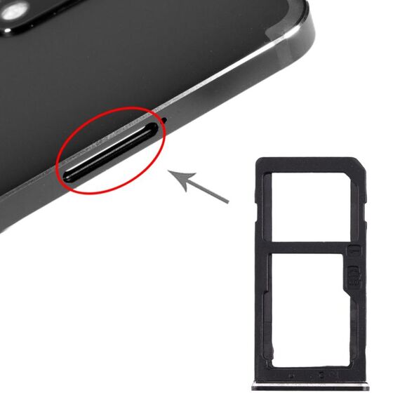 Vassoio scheda SIM + vassoio scheda SIM / vassoio scheda micro SD per Nokia 6 TA-1000 TA-1003 TA-1021 TA-1025 TA-1033 TA-1039 (nero)