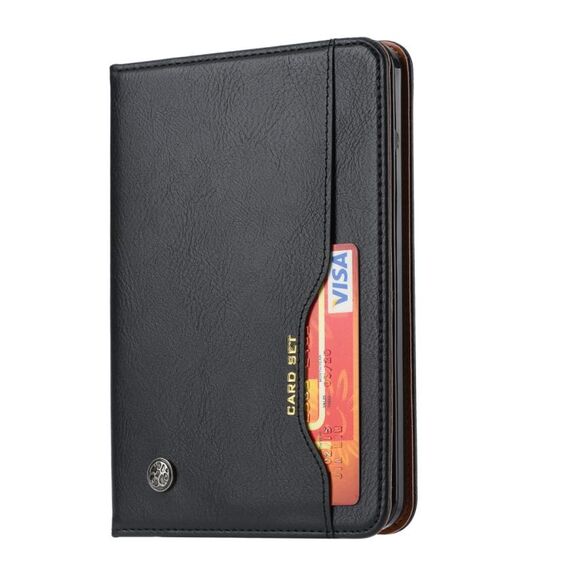 Per kindle 2019 Custodia in pelle a ribaltamento orizzontale con struttura in pelle impastata con cornice per foto, supporto, slot per schede e portafoglio (nero)