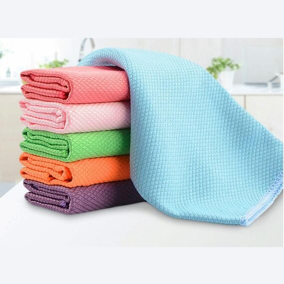 Asciugamano pulito in fibra morbida con finestra in vetro da cucina 6 pezzi 30 × 30 cm, colore: colore