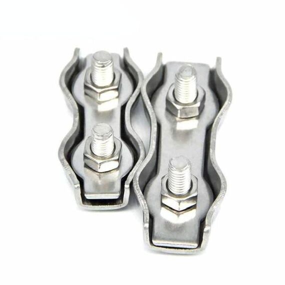 Morsetto per fune metallica a morsetto singolo con piastra in acciaio inossidabile 304, specifica: M10, stile: doppia clip