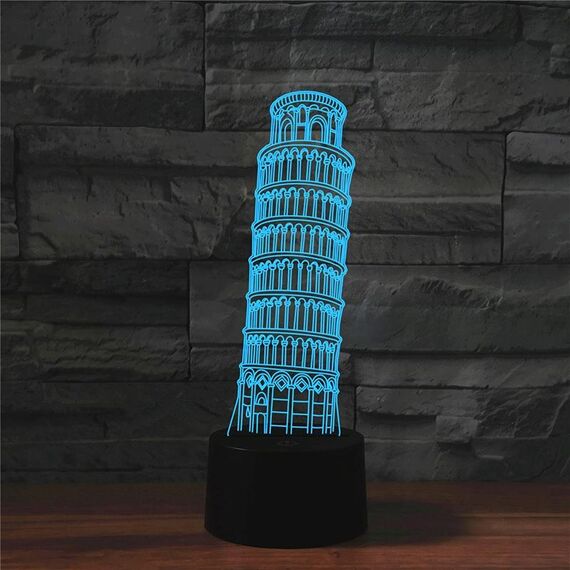 Lampada da tavolo con luce di visione a LED colorata a forma di torre pendente di Parigi, versione touch
