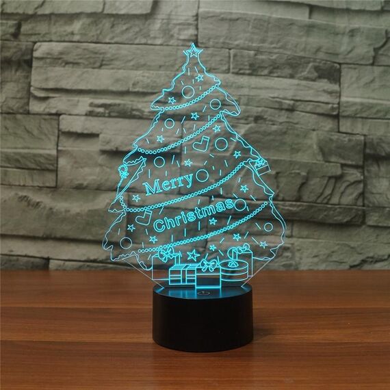 Lampada da tavolo con luce a LED colorata a forma di albero di Natale 3D, versione con telecomando Crack