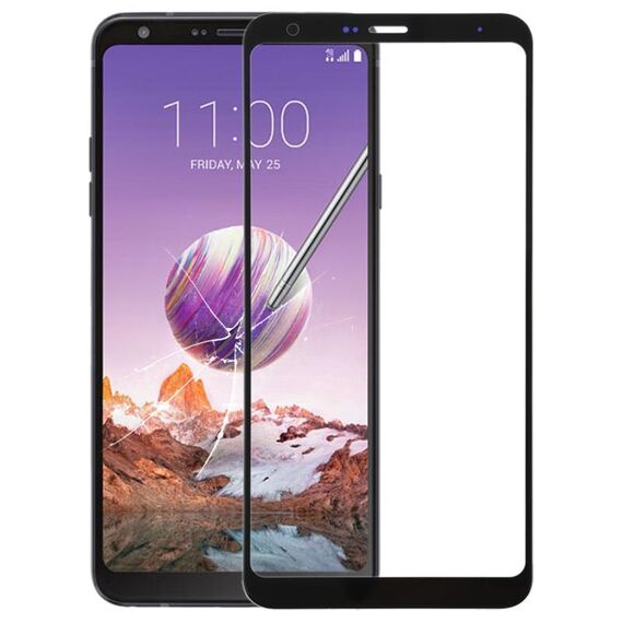 Lente esterna in vetro per schermo anteriore per LG Stylo 4 / Q710 / Q710MS / Q710CS (nero)