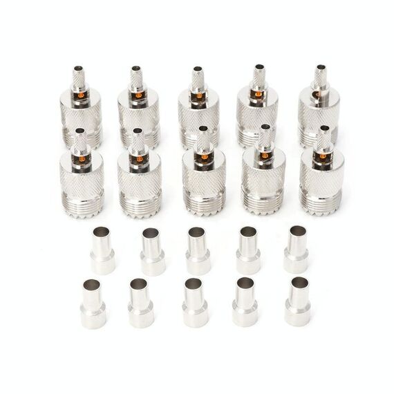 10 PZ UHF Femmina Jack SO239 Adattatore Coassiale Connettore RF Crimpato per 2.5mm160;RG316 /160;RG179 e160;2.85mm RG174 LMR100