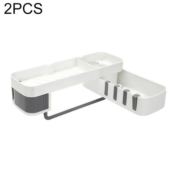 2 PCS Accessori per il bagno Mensola per doccia Treppiede rotante senza soluzione di continuità Fissaggi senza soluzione di continuità Rack di stoccaggio Treppiede da cucina (grigio)