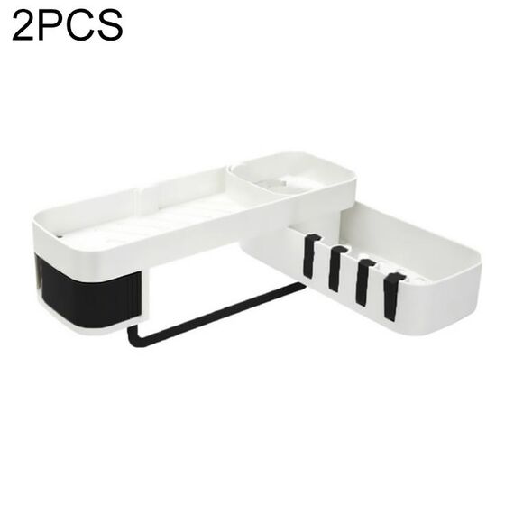 2 PCS Accessori per il bagno Mensola per doccia Treppiede rotante senza soluzione di continuità Fissaggi senza soluzione di continuità Rack di stoccaggio Treppiede da cucina (nero)