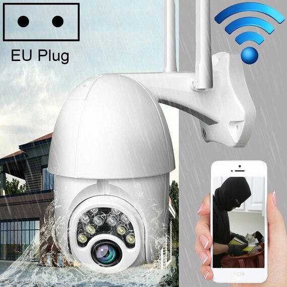 Q10 Telefono cellulare esterno Ruota in remoto WiFi wireless 10 luci Telecamera HD per visione notturna IR, supporto Rilevamento movimento video / Allarme e registrazione, Spina UE