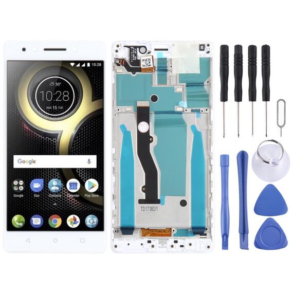 Schermo LCD OEM per Lenovo K8 Note XT1902-3 Digitizer Assemblaggio completo con cornice (bianco)