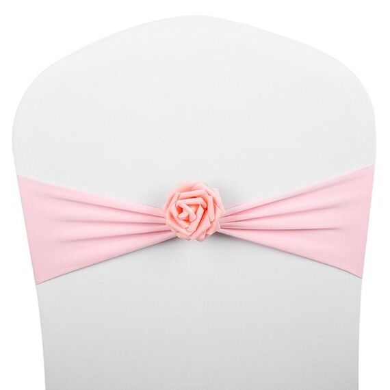 Fasce per sedia Fiocchi Decor Elastico Spandex Fusciacca con fiore rosa Elastico per sedia Decorazione per matrimoni (rosa)