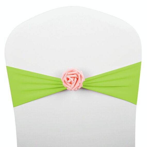 Fasce per sedie Fiocchi Decor Elastico Spandex Fusciacca con fiore rosa Elastico per sedia Decorazione di nozze (verde chiaro)
