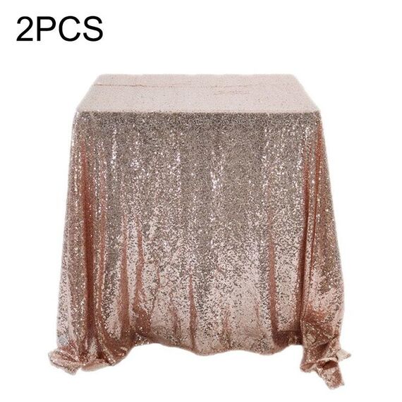 Tovaglia con paillettes ricamate, tovaglia con paillettes ricamate, decorazione per banchetti nuziali in hotel, 2 pezzi, dimensioni: 60 cm (oro rosa)