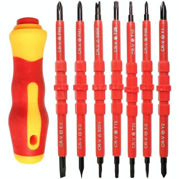 Set di cacciaviti multiuso per riparazioni isolanti 7 in 1 bit (rosso)
