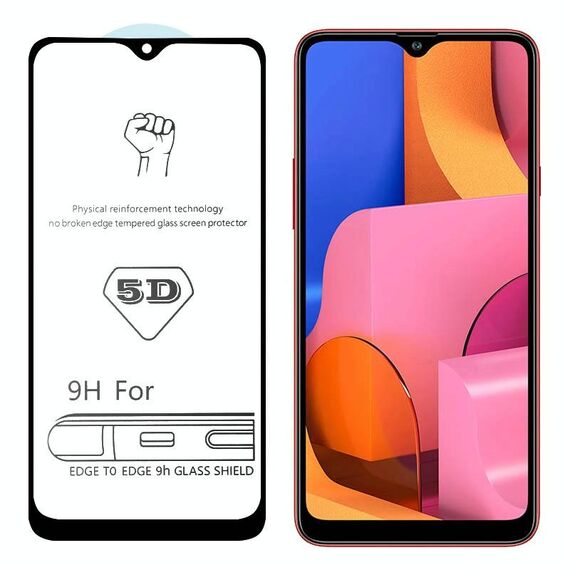 Per Galaxy A20s 9H 5D Full Glue Pellicola in vetro temperato a schermo intero