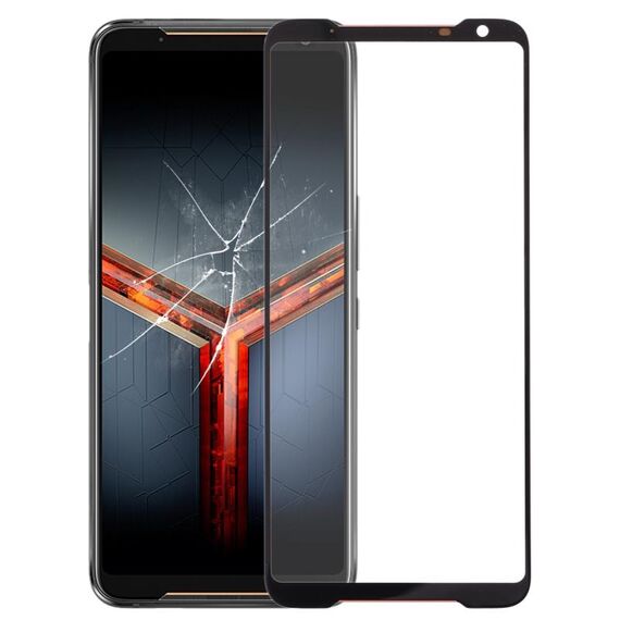 Lente esterna in vetro per schermo frontale per Asus ROG Phone II ZS660KL (nero)