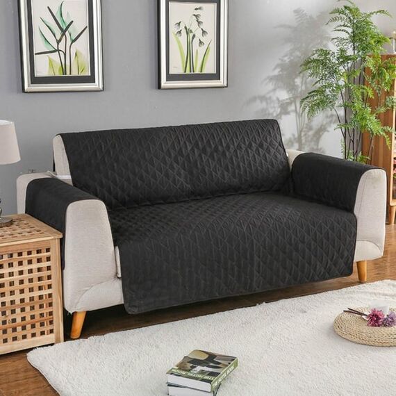 Copridivano Lavabile in Lavatrice, Tappetino Protettivo per Divano Reclinabile Antiscivolo per Cani e Gatti, Dimensioni: 55x196 cm (Nero)
