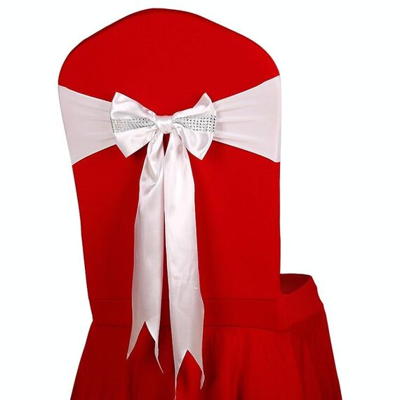 Per eventi di matrimonio Cerimonia del partito Banchetto Decorazione natalizia Sedia Fiocco Fiocco Sedia elastica Fasce posteriori Fasce per sedie Fasce (latteo)