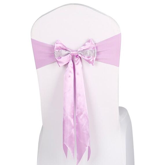 Per eventi di matrimonio Cerimonia del partito Banchetto Decorazione natalizia Sedia Fiocco Fiocco Sedia elastica Fasce posteriori Fasce per sedie Fasce (viola chiaro)