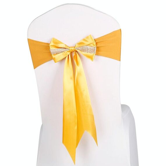 Per eventi di matrimonio Cerimonia del partito Banchetto Decorazione natalizia Sedia Fusciacca Fiocco Sedia elastica Fasce posteriori Fasce per sedie Fasce (Tyrant Gold)