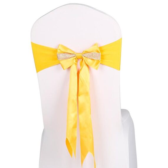 Per eventi di matrimonio Cerimonia di festa Banchetto Decorazione natalizia Sedia Fiocco Fiocco Sedia elastica Fasce posteriori Fasce per sedie Fasce per sedie (Giallo)