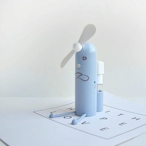 Creativo Staffa per cellulare Cartoon Spray Mini Fan Ventilatore portatile USB (blu)
