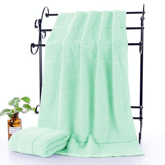 Asciugamano da bagno jacquard spesso per adulti, dimensioni: 70 x 140 cm (verde chiaro)