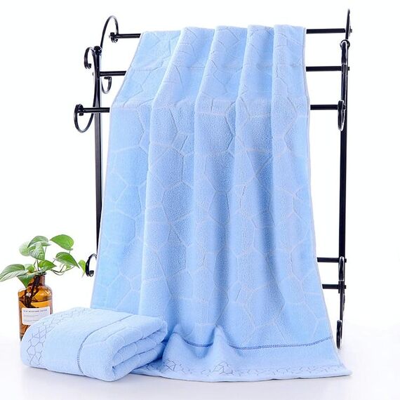 Asciugamano da bagno jacquard spesso per adulti, dimensioni: 70 x 140 cm (azzurro)