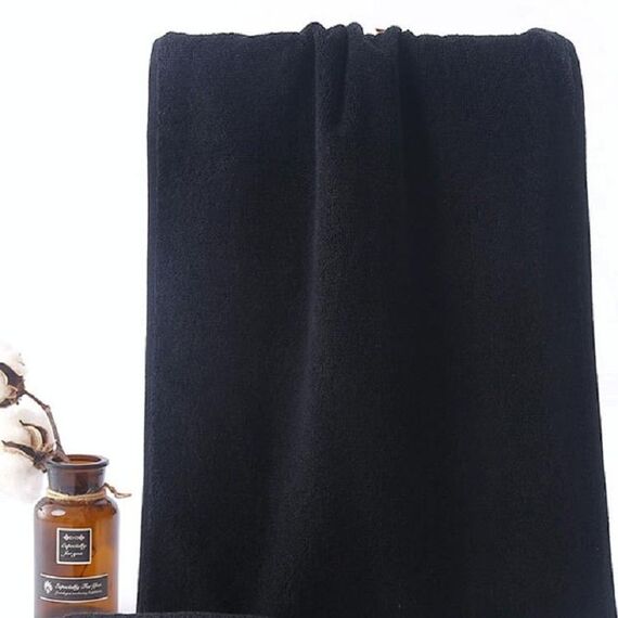 Asciugamano in cotone spesso Asciugamano da bagno grande Tovaglia da trucco per unghie di bellezza, specifica: asciugamano spesso 35x75 cm (nero)