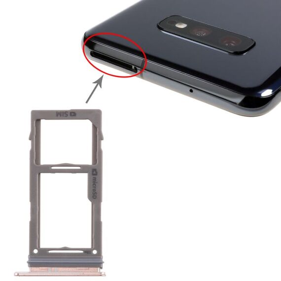Per Samsung Galaxy S10+ / S10 / S10e Vassoio scheda SIM + Vassoio scheda micro SD (oro rosa)