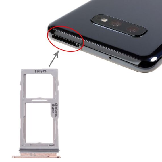 Per Galaxy S10+ / S10 / S10e Vassoio scheda SIM + Vassoio scheda SIM / Vassoio scheda micro SD (oro rosa)