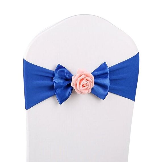 Fodera per sedia da matrimonio Fusciacca Tessuto in raso Papillon Nastro Decorazione per fascia in hotel Forniture per banchetti per cerimonie per feste di matrimonio (blu reale)