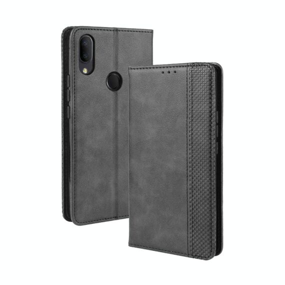 Per Alcatel 3V (2019) Fibbia magnetica Retro Crazy Horse Texture Custodia in pelle a ribaltamento orizzontale con supporto e slot per schede e cornice per foto (nero)