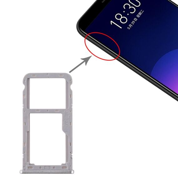 Per Meizu M6T Vassoio scheda SIM + Vassoio scheda SIM / Micro SD (argento)
