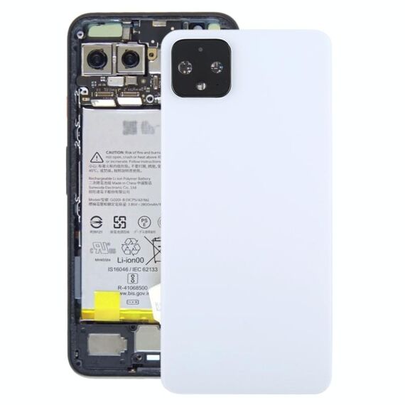 Cover posteriore della batteria con copriobiettivo della fotocamera per Google Pixel 4 (bianco)