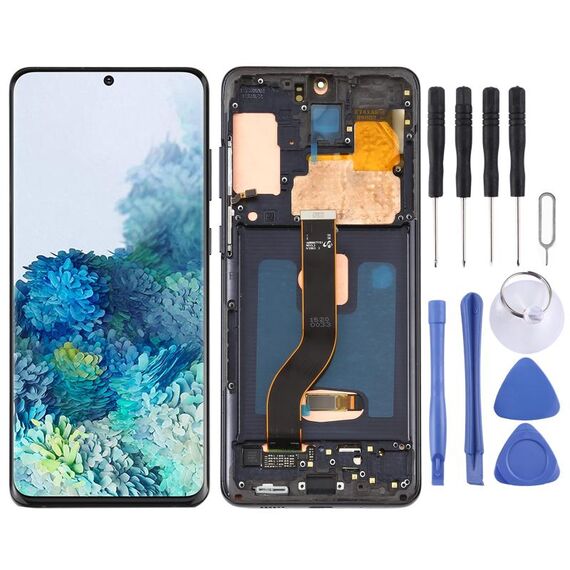 Schermo LCD AMOLED dinamico originale per Galaxy S20+ 4G Digitizer Assemblaggio completo con cornice (nero)