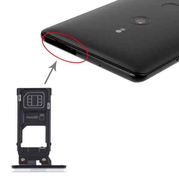 Vassoio scheda SIM + vassoio scheda micro SD per Sony Xperia XZ3 (bianco)