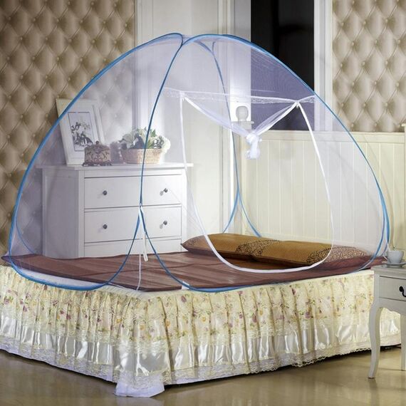Filo di acciaio pieghevole Installazione gratuita Zanzariera con fondo in yurta Colore della barra laterale Consegna casuale, Dimensioni: 120x195 cm