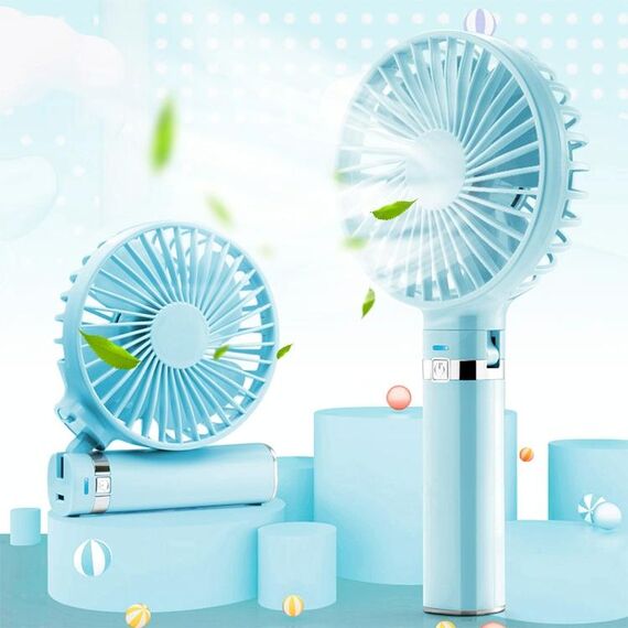 Ventilatore elettrico portatile pieghevole portatile S2, con controllo della velocità a 3 e luce notturna (azzurro)
