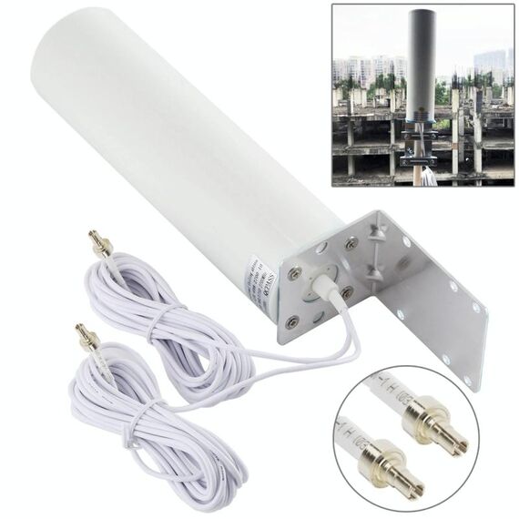 Antenna esterna a barilotto Omni 12DBi WiFi 4G LTE con CRC9 maschio (bianco)