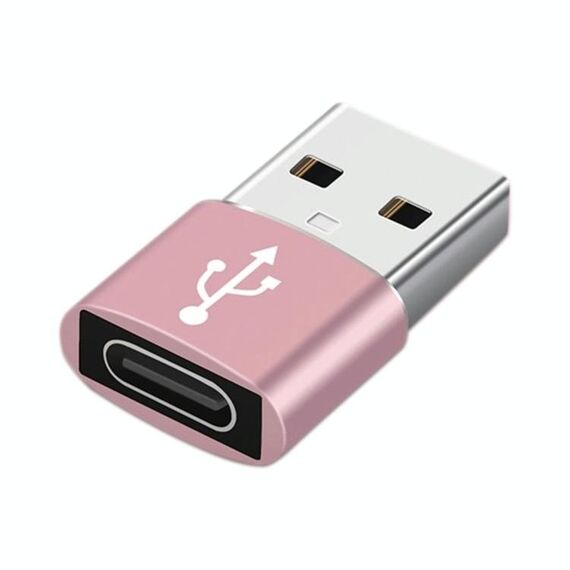 Adattatore in lega di alluminio da 3 PC USB-C / Type-C femmina a USB 2.0 maschio, supporto per ricarica e trasmissione (rosa)