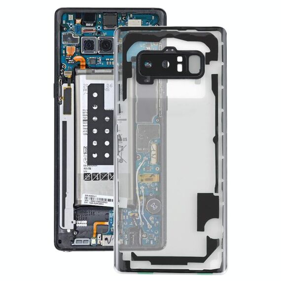 Per Samsung Galaxy Note 8 / N950F N950FD N950U N950W N9500 N950N Cover posteriore trasparente per batteria con copriobiettivo per fotocamera (trasparente)