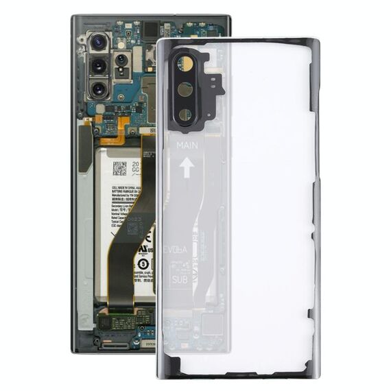 Per Samsung Galaxy Note 10 N970 N9700 Cover posteriore trasparente per batteria con copriobiettivo per fotocamera (trasparente)