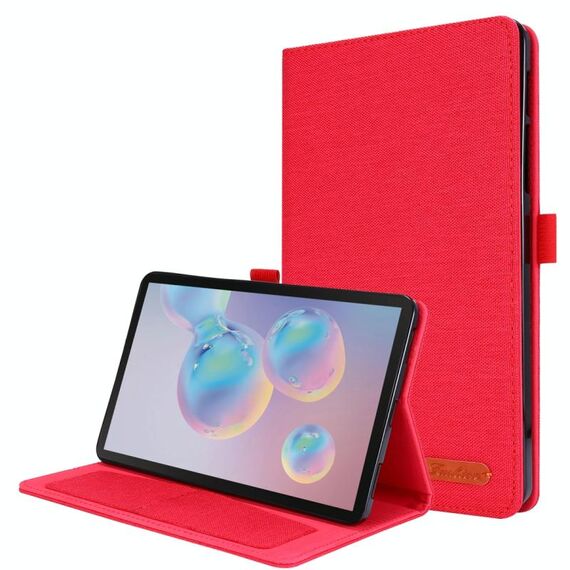 Per Samsung Galaxy Tab A 8.4 (2020) Custodia protettiva in TPU con vibrazione orizzontale + tessuto in pelle PU con clip per biglietto da visita (rosso)