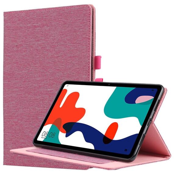 Per Huawei Matepad 10.4 Flip orizzontale Custodia protettiva in TPU + tessuto PU in pelle con clip per biglietto da visita (rosa rossa)