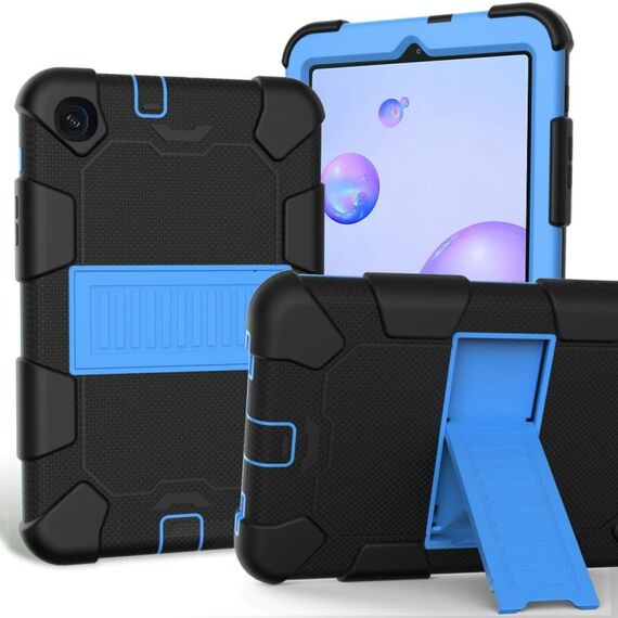Per Samsung Galaxy Tab A 8.4 (2020) Custodia protettiva antiurto in silicone bicolore con supporto (nero + blu)