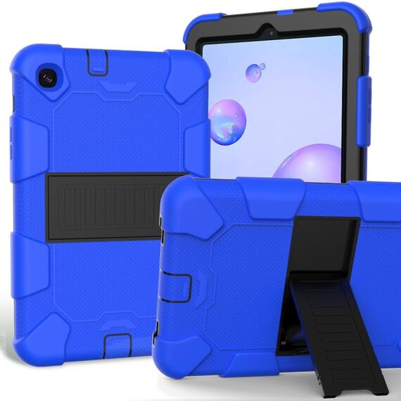 Per Samsung Galaxy Tab A 8.4 (2020) Custodia protettiva antiurto in silicone bicolore con supporto (blu + nero)