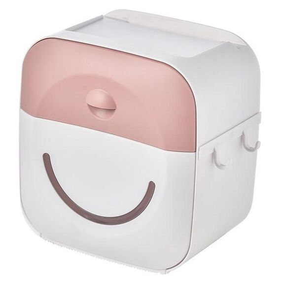 Rack creativo multifunzionale per scatola di fazzoletti da bagno senza punch (rosa)