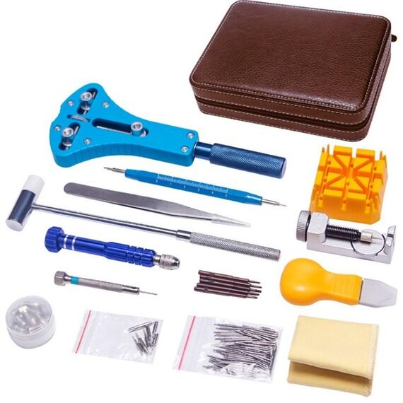 143 in 1 Watch Remover Watch Repair Tool Set custodia in PU (marrone)