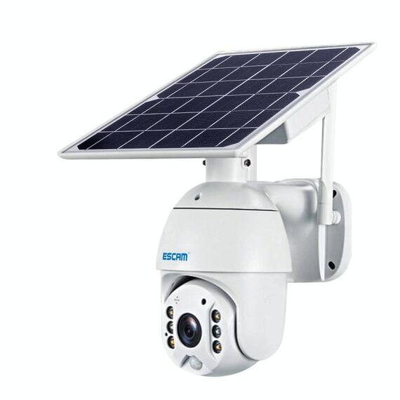 ESCAM QF480 US versione HD 1080P IP66 impermeabile 4G pannello solare PT telecamera IP senza batteria, supporto visione notturna / rilevamento movimento / scheda TF / audio bidirezionale (bianco)